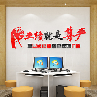 业绩就是尊严销售部文化墙贴画纸会议办公室墙面装饰团队励志标语