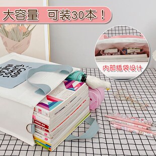 手提袋小学生拎书补课补习袋帆布包女2024新款大容量布袋包高颜值