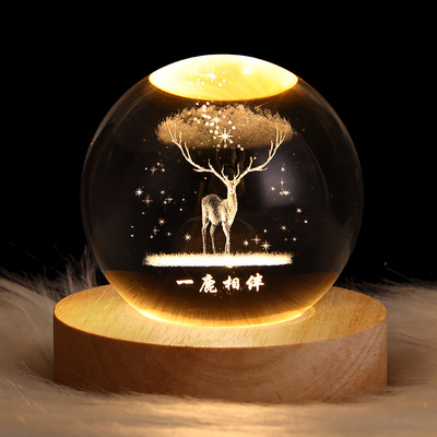星空星球月球月亮水晶球小夜灯投影氛围台灯创意小礼品新奇特礼物