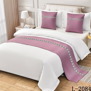 印象派酒店床旗床尾巾高档星级名宿宾馆床上用品床尾巾床尾毯床盖