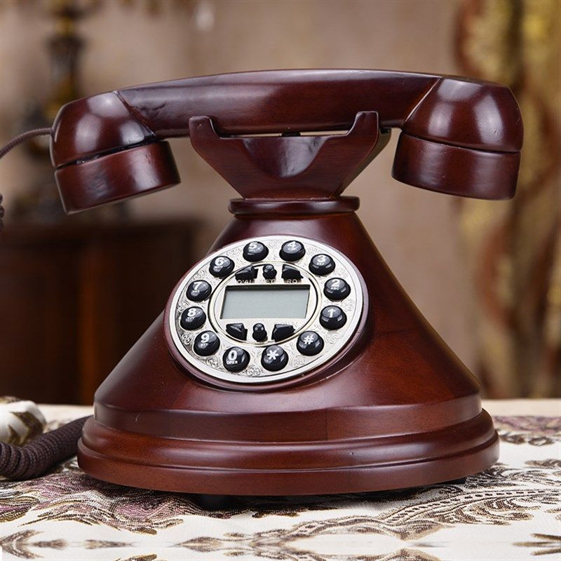 实木复古电话机座机欧式电话机家用老式复古电话创意仿古办公座机