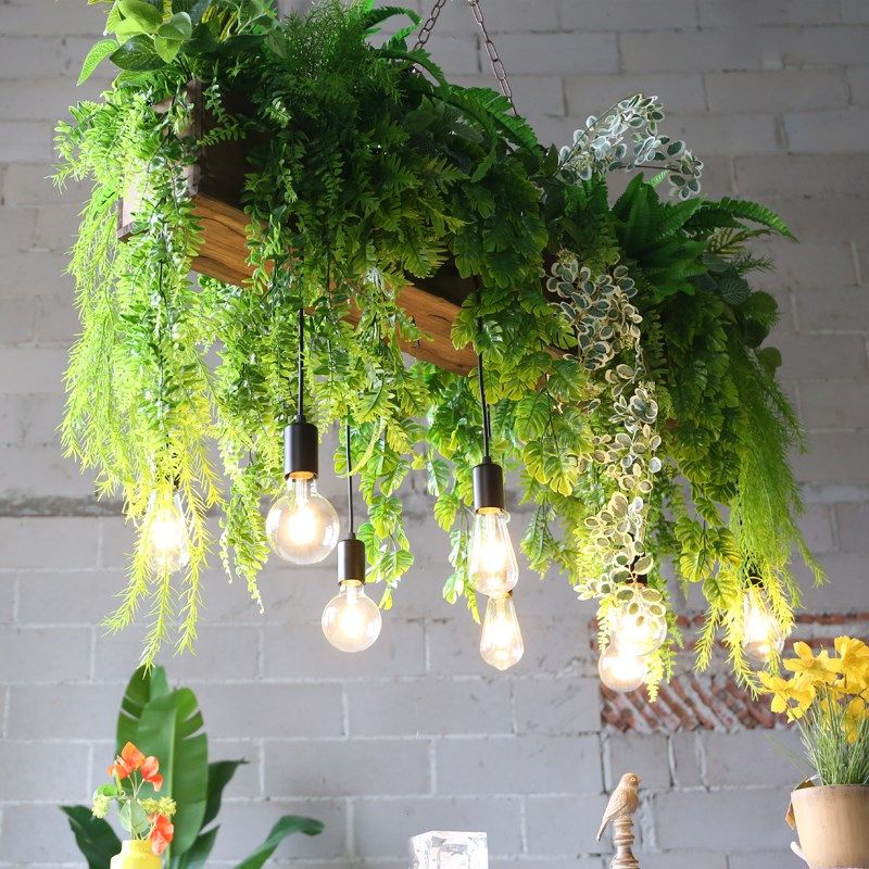 吧台吊灯创意植物装饰灯特色个性花园餐厅长桌灯工业风吊顶绿植灯