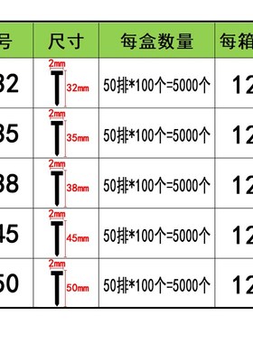 工业级枪钉F50直排钉F32 F35 F38 F45气动枪钉直钉装潢木工钉加硬