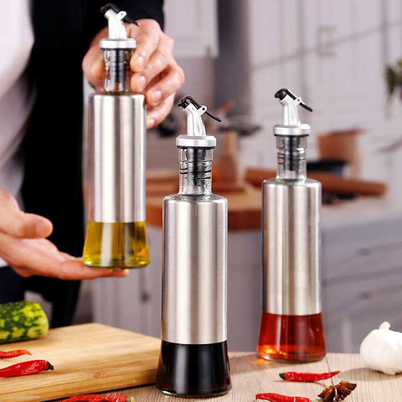 不锈钢玻璃油壶调味瓶油醋瓶生抽酱醋瓶调味料罐架子厨房家用送贴,厨房/烹饪用具,按压嘴,淘宝优惠券,粉丝福利购,淘宝优惠卷