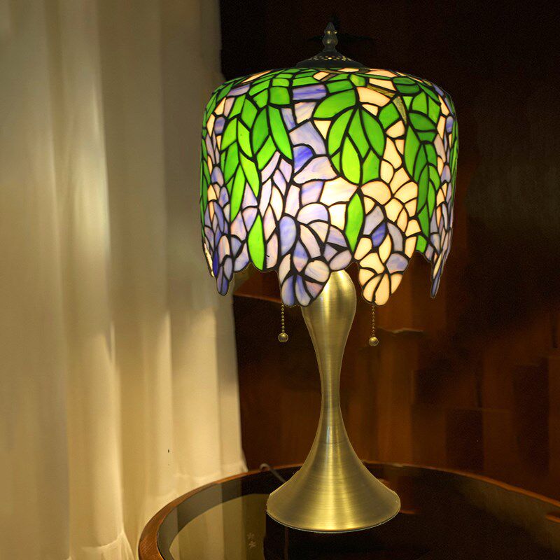 美式乡村蓝紫藤帝凡尼艺术台灯手工玻璃欧式客厅书房卧室床头台灯,家装灯饰光源,装饰台灯,淘宝优惠券,粉丝福利购,淘宝优惠卷