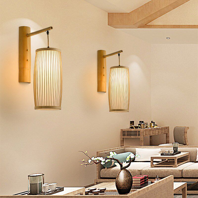 日式竹艺壁灯禅意复古餐厅走廊新中式酒店卧室床头阳台楼梯过道灯