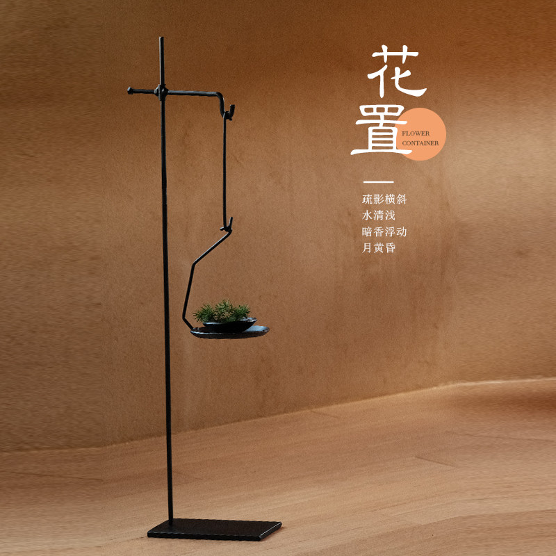 日式禅意手工铁制烛台油灯台铁艺茶室摆件装饰茶具茶道配件蜡烛台