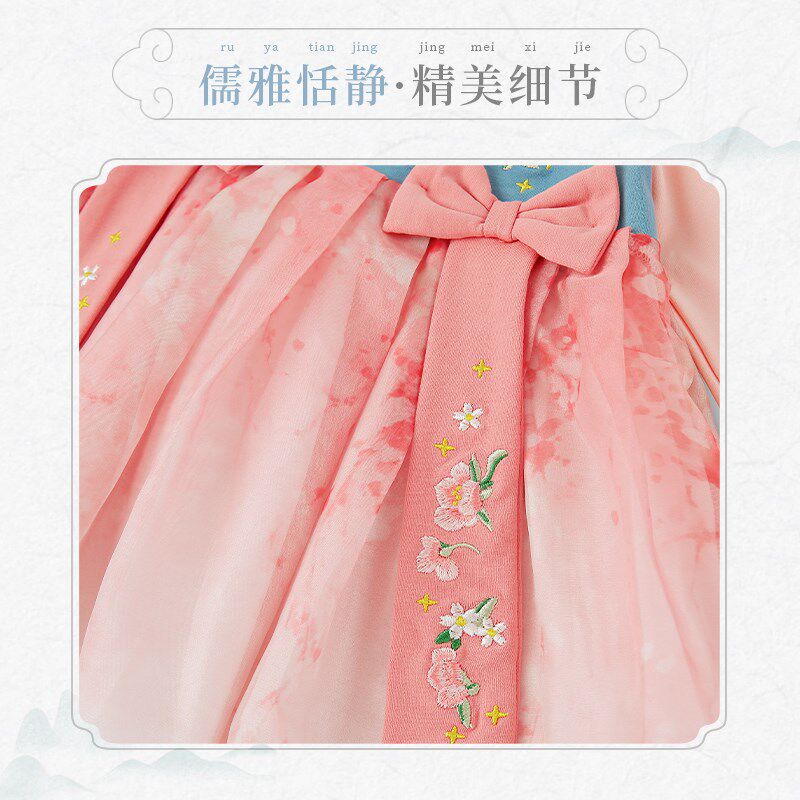 汉服女童春秋宝宝春款古装连衣裙儿童唐装中国风春装小童春季裙子