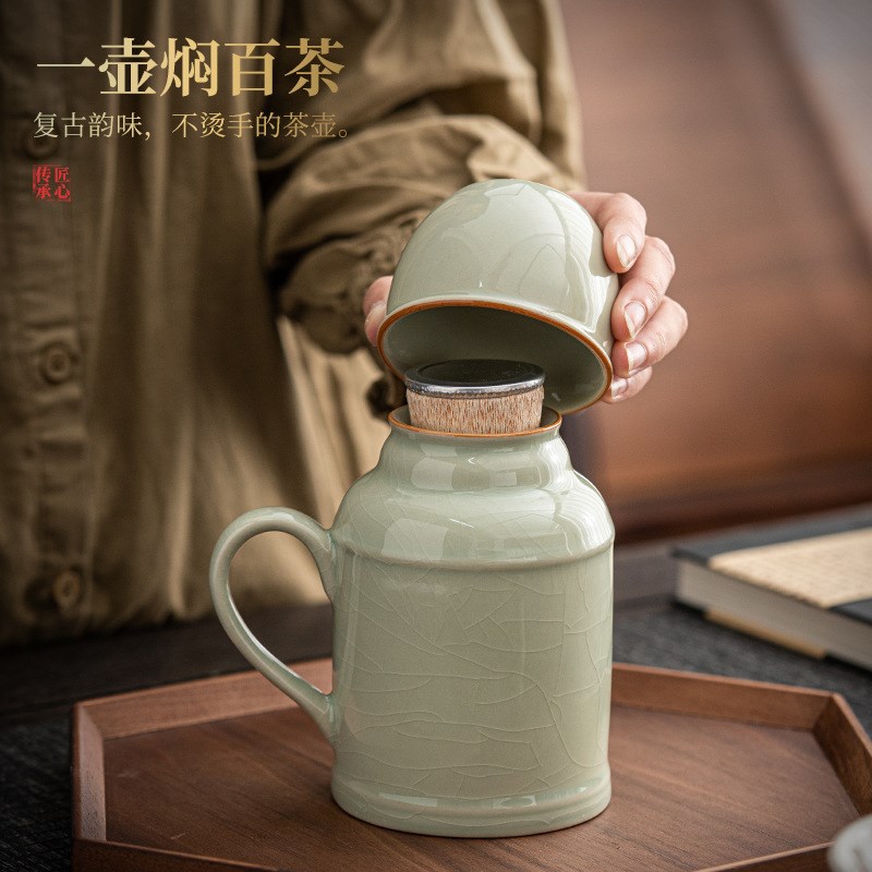 高端焖茶杯小暖壶家用保温陶瓷办公室泡茶杯子2025新款大容量带盖