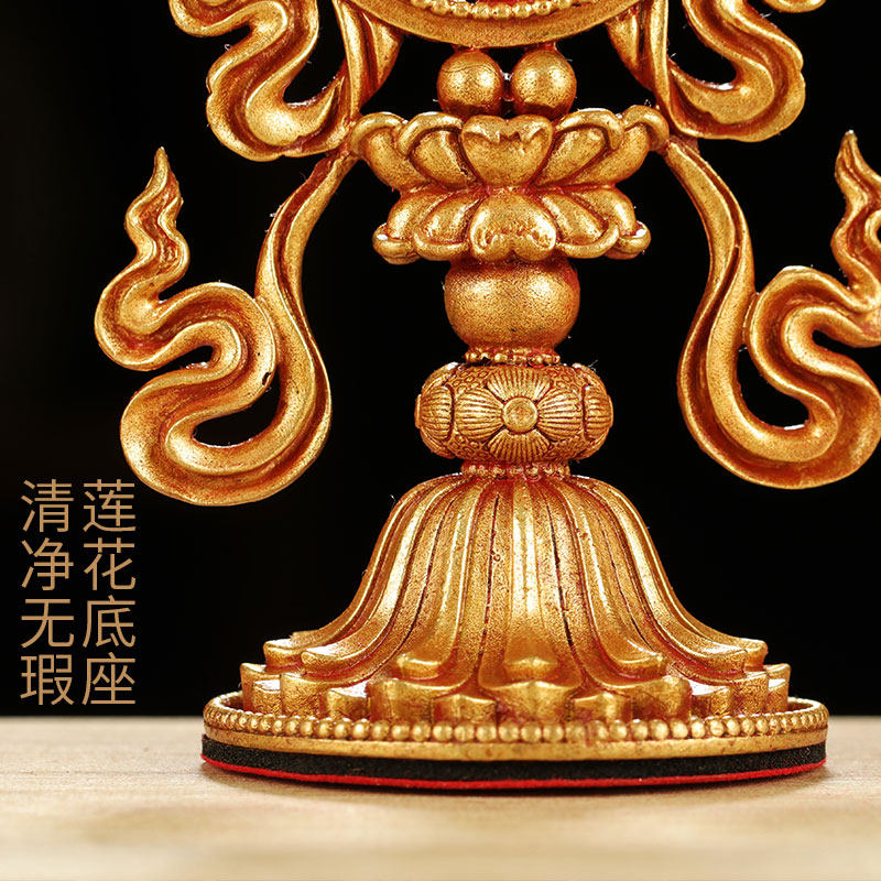 藏传纯铜全鎏金八吉祥摆件密宗法器佛前吉祥八宝佛像八供用品套装