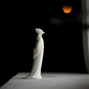 禅意李白陶瓷人物摆件创意新中式玄关造景配件茶室茶空间软装饰品