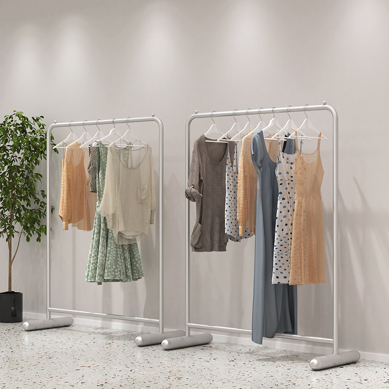 服装店专用展示架落地式简约不锈钢拉丝挂衣架女装店装修陈列货架