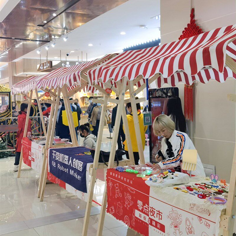 夜市地摊车售货车木质活动棚架市集展示架移动小摊位集市摊位架子