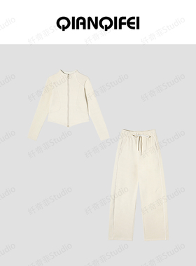 2-1F B 新款修身立领短卫衣休闲裤套装 838