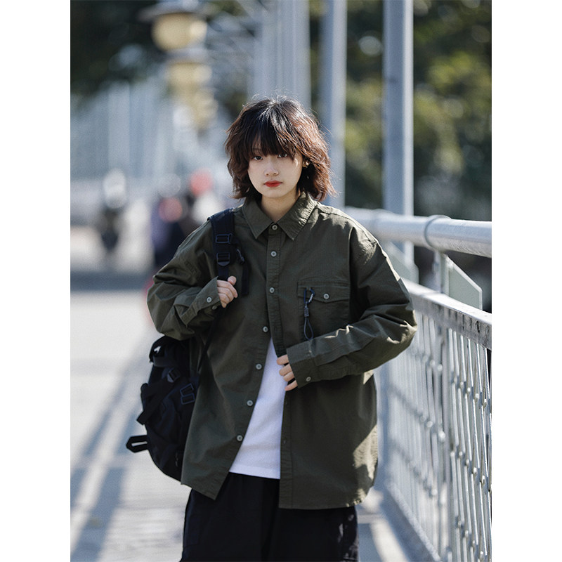 阿于呆 复古春秋复古宽松工装衬衫潮 男中性美式纯棉休闲长袖外套,男装,衬衫,淘宝优惠券,粉丝福利购,淘宝优惠卷