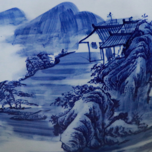 景德镇陶瓷青花山水金鱼缸栽树荷花盆碗莲缸乌龟缸书画缸特大水缸