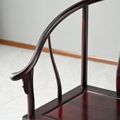 赞比亚血檀圈椅三件套中式 围椅非洲小叶紫檀主人椅实木太师椅镂雕