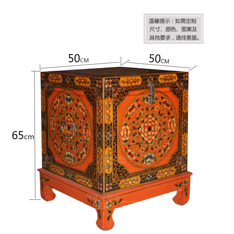 藏式家具实木沙发角柜西藏箱子角几做旧仿古边几轻奢床头柜小茶几