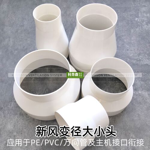 新风系统PE管道变径转接头PVC直接头200转150大小头110转100直通