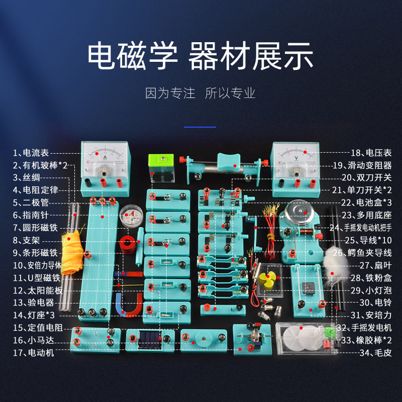金钥匙电学实验箱电磁学实验盒初三八九年级物理实验器材套装包邮