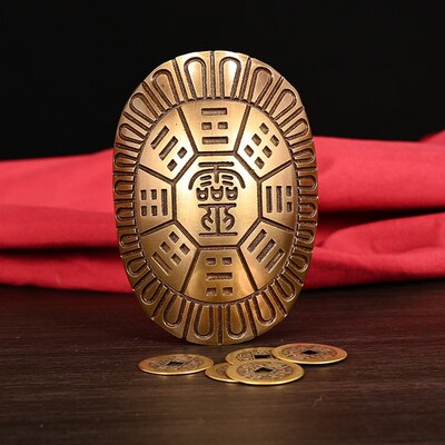 六摇卦铜乌龟壳创意铜钱用具龟甲六十四卦工具中式工艺品家居摆件