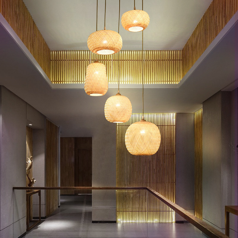 新中式禅意茶室民宿装饰餐厅火锅店楼梯竹艺竹编灯笼中国风 吊灯,家装灯饰光源,客厅吊灯,淘宝优惠券,粉丝福利购,淘宝优惠卷
