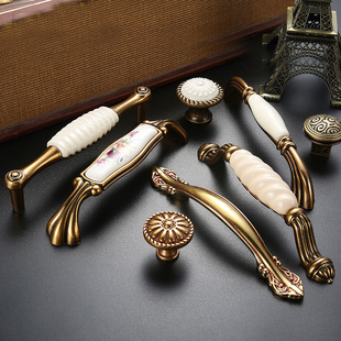 新中式古铜色厨房酒柜抽屉拉手 孔距64/96/128/160mm衣柜把手扶手