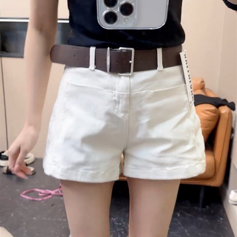 白色阔腿牛仔短裤女2024年夏季薄款梨形大码高腰宽松显瘦五分裤子