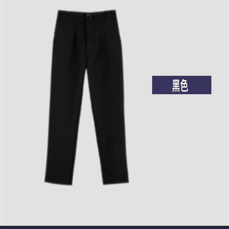 儿童西裤男童黑色西装裤春秋演出服大童表演裤子小学生背带裤长裤