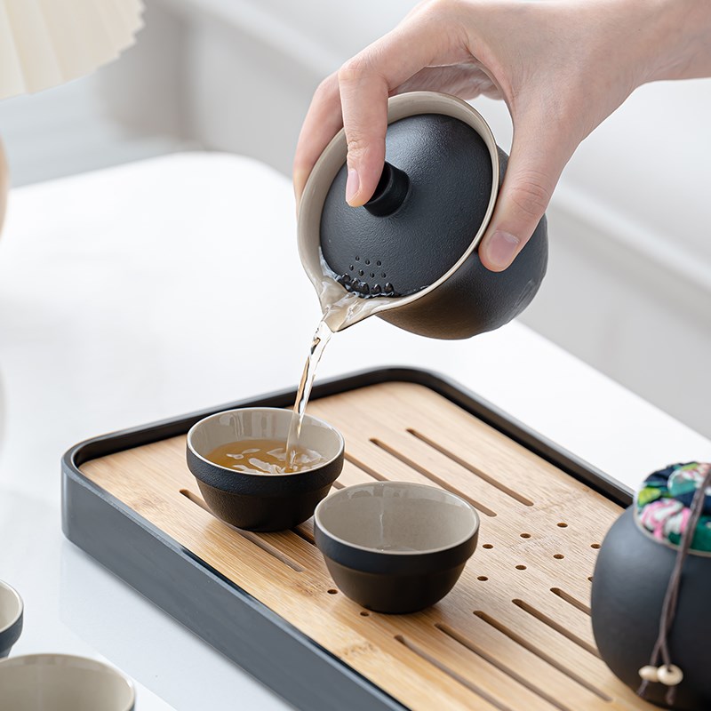 新款户外露营陶瓷快客杯旅行茶具家用会客便携式伴手礼品支持LOGO