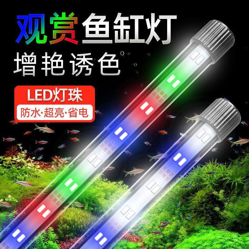鱼缸灯led 防水蓝白灯全光谱增艳灯鱼缸灯小型水族箱观赏鱼灯吸盘