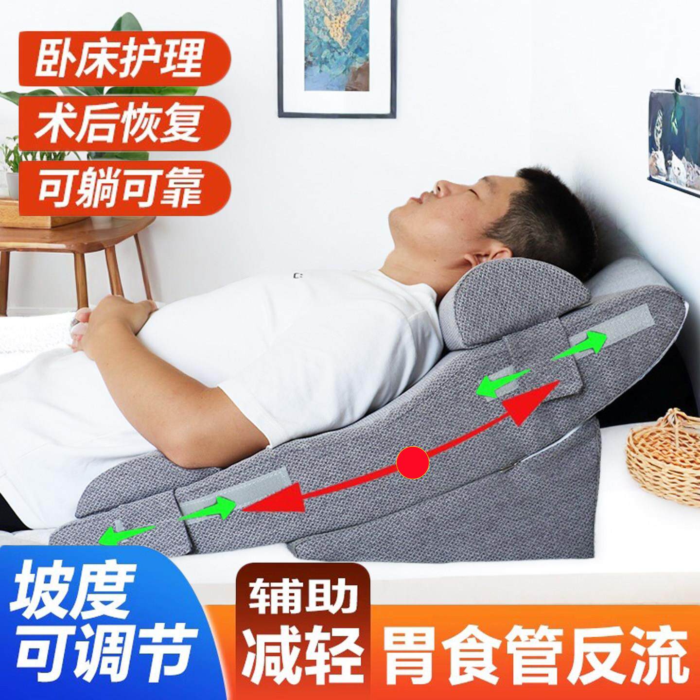 可调节坡度斜坡垫胃食管防反流术后恢复卧床护理靠垫胆汁反酸枕头