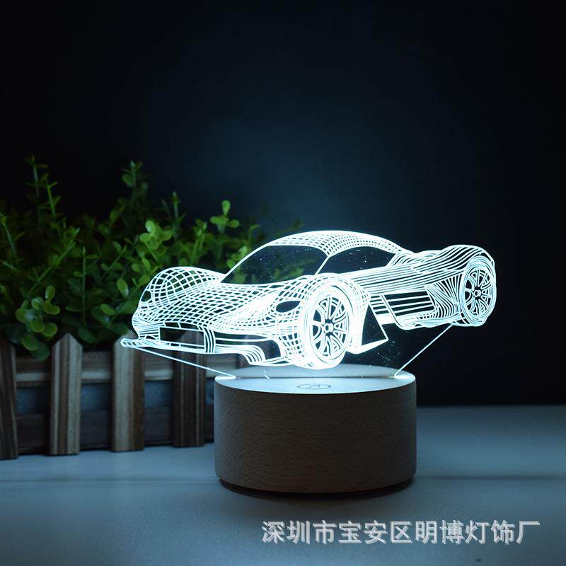 新奇特赛车系列3D小夜灯创意蓝牙音响LED小台灯汽车周边礼物摆件