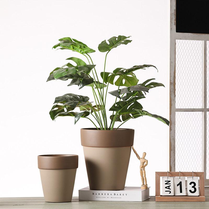 罗马北欧拼色红陶花盆带托盘透水透气摩卡陶土粗陶盆绿植花卉盆栽,鲜花速递/花卉仿真/绿植园艺,花盆,淘宝优惠券,粉丝福利购,淘宝优惠卷