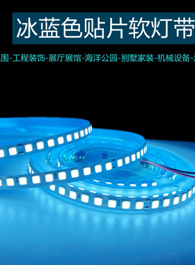 12V24V冷蓝LED冰蓝色灯带冰蓝光灯条12伏24伏浅湖蓝超薄贴片220V
