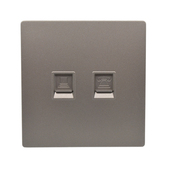 深灰色双口空白信息面板带标识六类七类网络电话墙壁插座不含模块