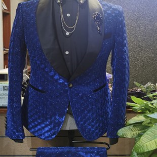 春晚主持人礼服男士西装高端西服歌手闪亮舞台晚会演出服装表演服