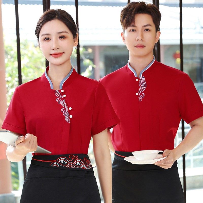 酒店服务员工作服短袖女中式餐厅火锅饭店餐饮宴会厅茶楼前厅夏装