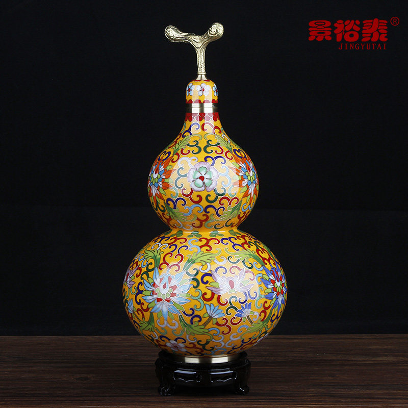 收藏礼品 景泰蓝葫芦花瓶摆件铜胎掐丝礼物商务北京特色手工艺品