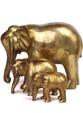 黄铜大象摆件吸水象一对象客厅乔迁装饰品