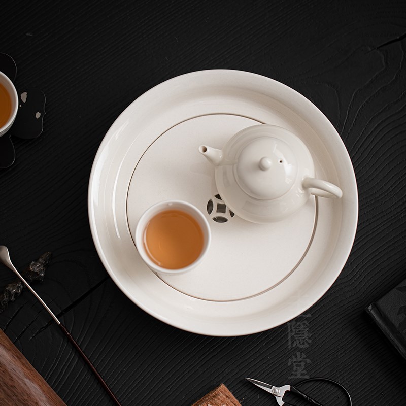 圭隐堂草木灰手工陶瓷壶承茶盘家用储水干泡台茶壶茶具茶托盘茶台