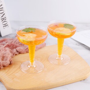 一次性塑料香槟杯红酒杯鸡尾酒杯甜品杯慕斯杯高脚杯婚宴西餐酒杯