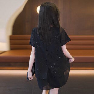 大码女装2024夏装新款洋气短袖套装时尚气质雪纺上衣短裤两件套女