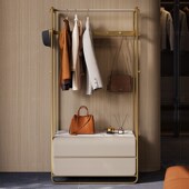 轻奢衣帽架卧室家用落地不锈钢定制设计师家具高档简约储物挂衣杆