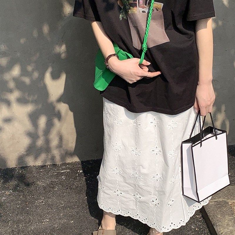 富尔大码定制女装肥妹妹mm白色开叉半身裙夏高腰宽松显瘦休闲长裙,女装/女士精品,大码半身裙,淘宝优惠券,粉丝福利购,淘宝优惠卷