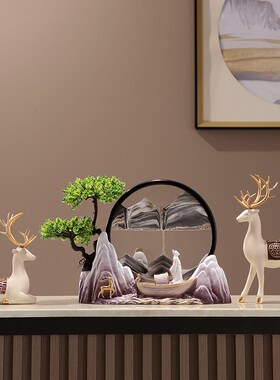 李白解压流沙画沙漏摆件办公室老板客厅玄关电视酒柜子中式装饰品