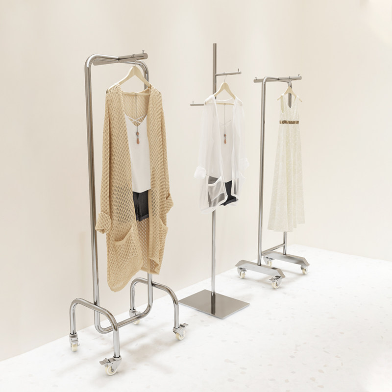 服装店展示架落地式正挂架不锈钢女装店专用挂衣架高档货架陈列架