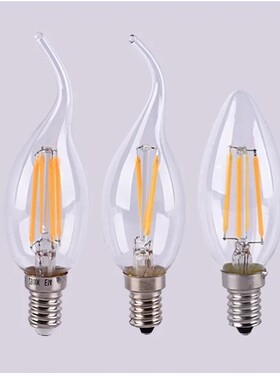 led爱迪生灯泡e14小螺口2W4W蜡烛灯C35尖泡拉尾复古水晶吊灯光源
