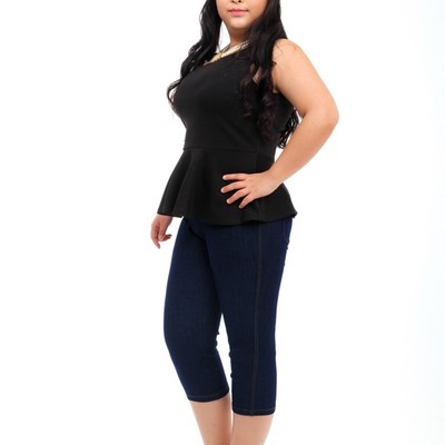 加肥加大码女装夏装胖mm显瘦牛仔七分裤胖妹妹高腰弹力中裤牛仔裤