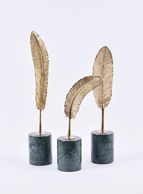 北欧轻奢铜树叶摆件样板房客厅玄关室内软装饰艺术创意轻奢摆设品